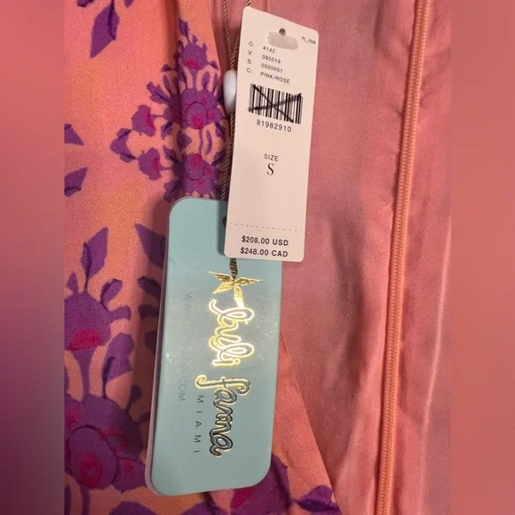 NWT Luli Fama x Anthropologie Printed Deep-V maxi Dress in pink - Picture 9 of 9